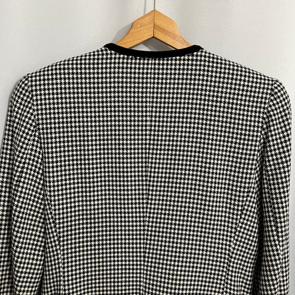 Leslie Fay Blazer‎ Womens 8P Black White Houndstooth 90s Vintage Office Tailored - Picture 13 of 16